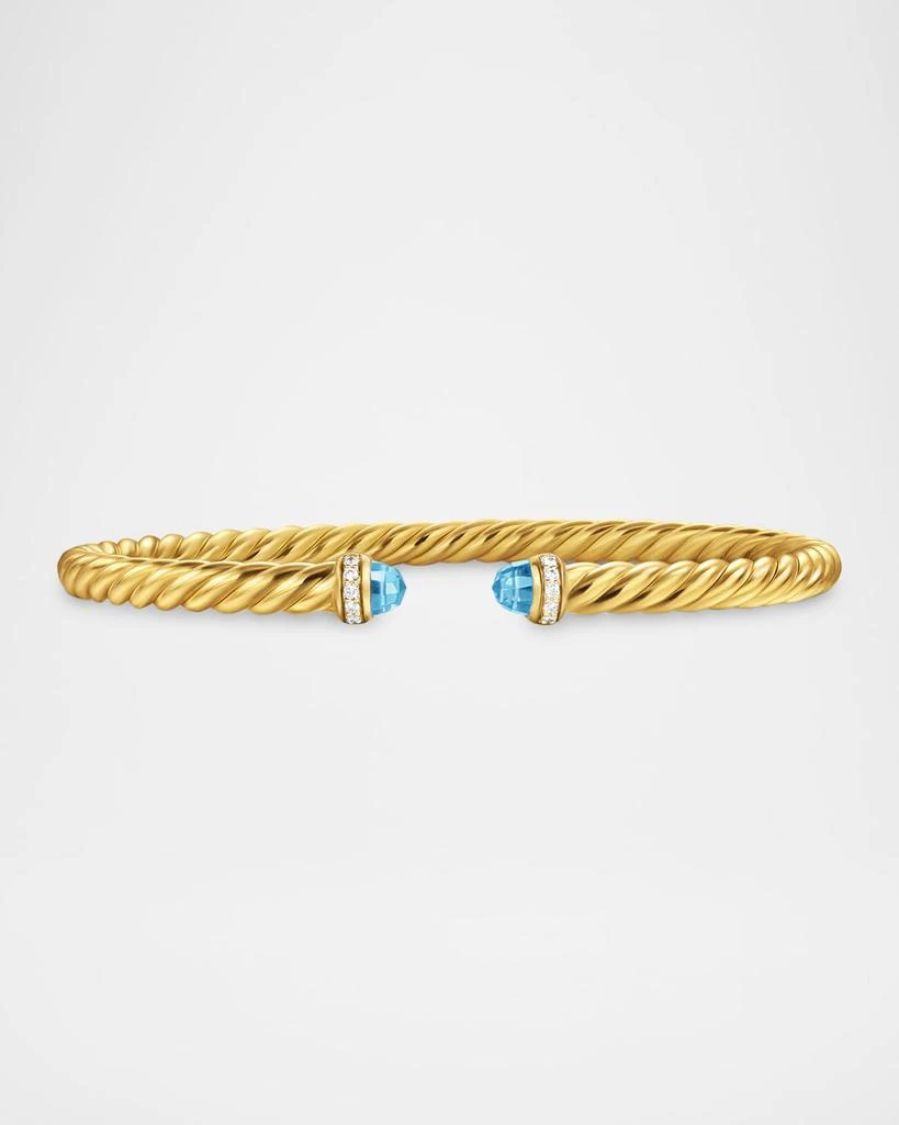 David Yurman Modern Cablespira Bracelet in 18K Gold with Gemstones and Diamonds, 4mm