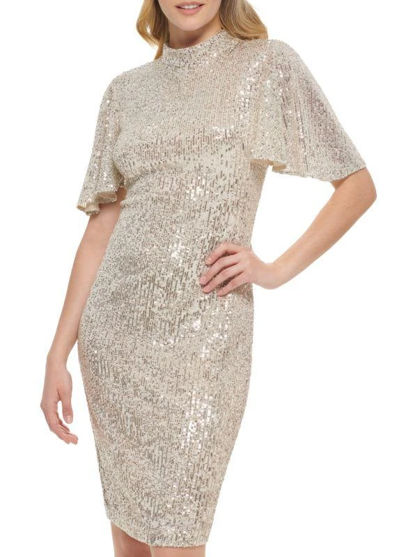Eliza J Sequin Flutter Sleeve Sheath Dress 1