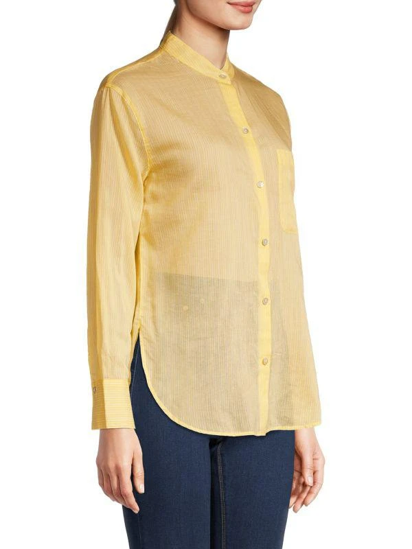 Vince Pinstripe Silk Blend Button Down Shirt 3
