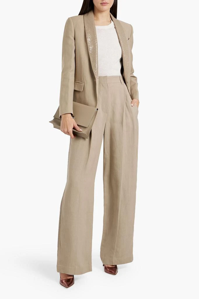 Brunello Cucinelli Sequin-embellished embroidered twill wide-leg pants 2