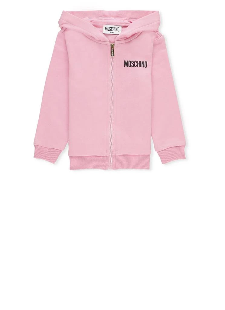 Moschino Moschino Kids Logo Printed Zipped Hoodie 1