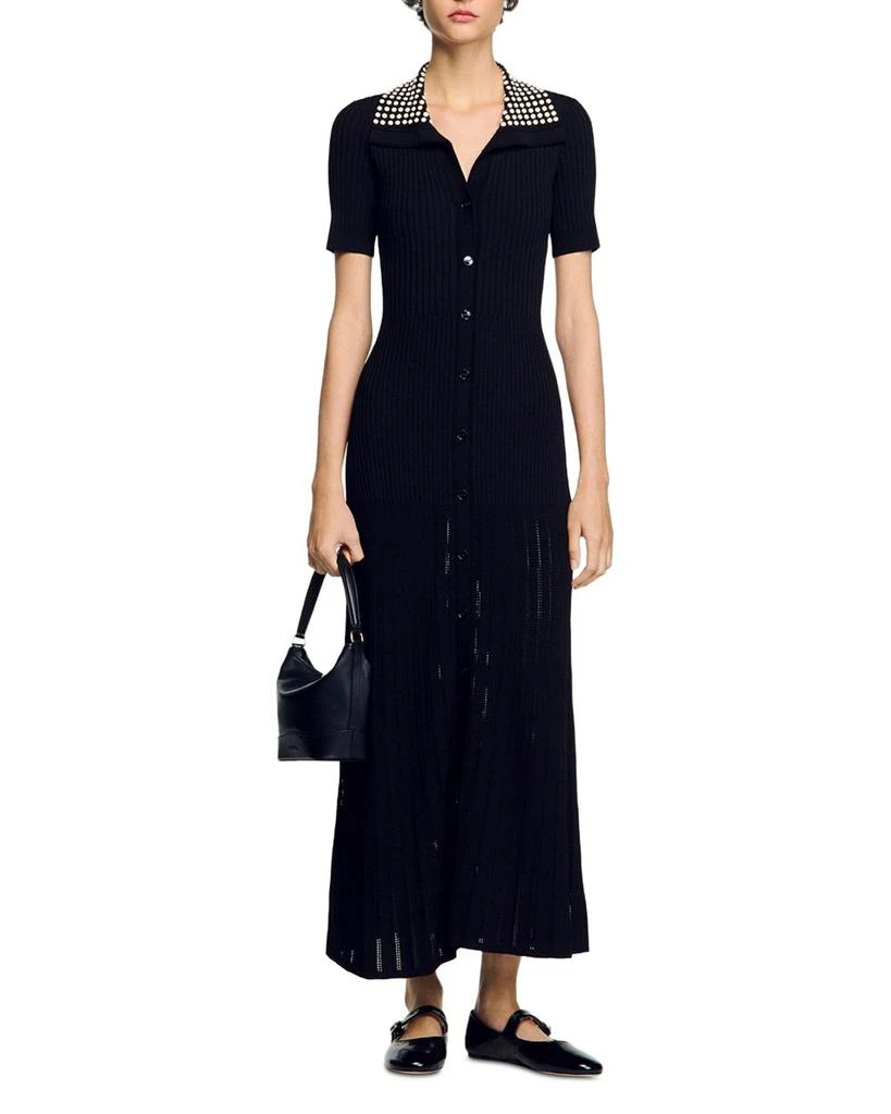 Sandro Knit Maxi Dress with Studs 3
