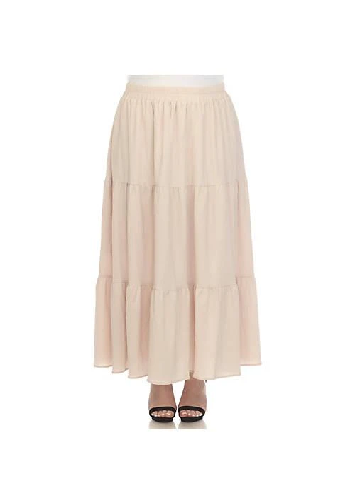 White Mark Mark Plus Size Pleated Tiered Maxi Skirt 1