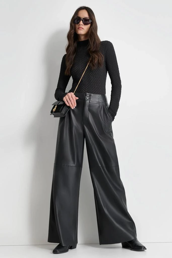 DKNY FAUX LEATHER WIDE LEG PANT 3