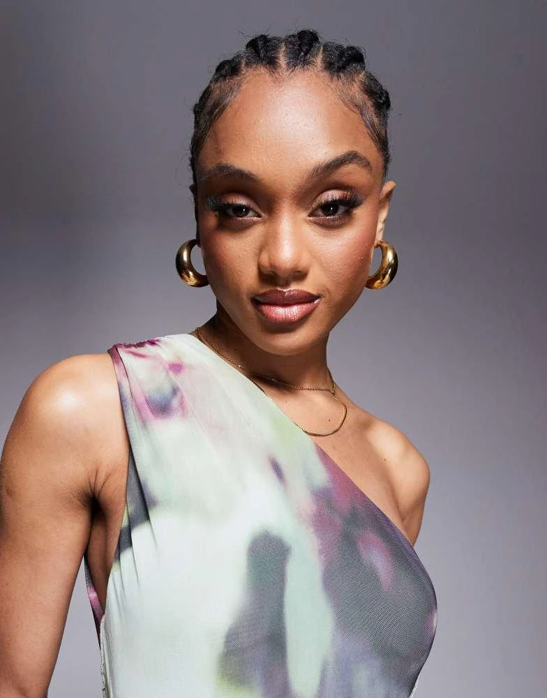 ASOS DESIGN Tall mesh one shoulder exposed seams maxi dress with full hem  in abstract tie dye print  On Sale Now with Up to 10% Off | Discover  Exclusive Deals &