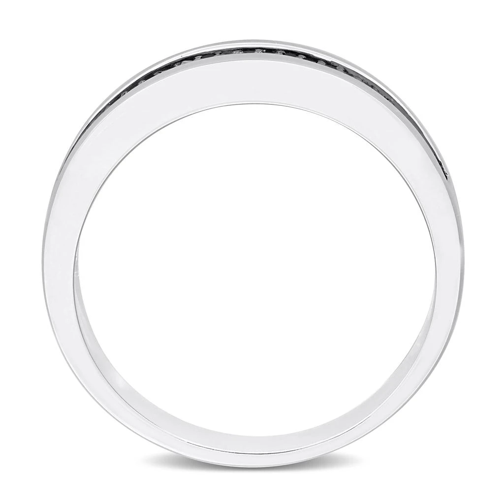 Mimi & Max 1/10ct TDW Black Diamond Men's Double Row Anniversary Band in Sterling Silver 6