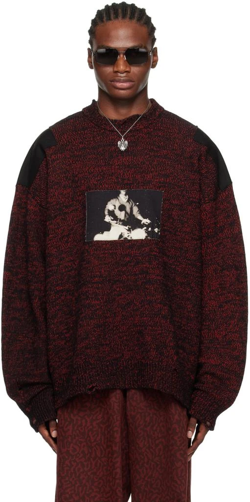 LU'U DAN Red & Black Shoulder Patch Sweater 1