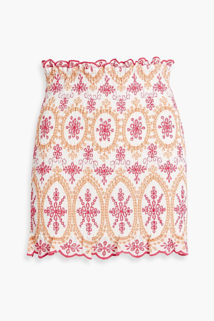 Charo Ruiz Ibiza Paola shirred broderie anglaise cotton-blend mini skirt