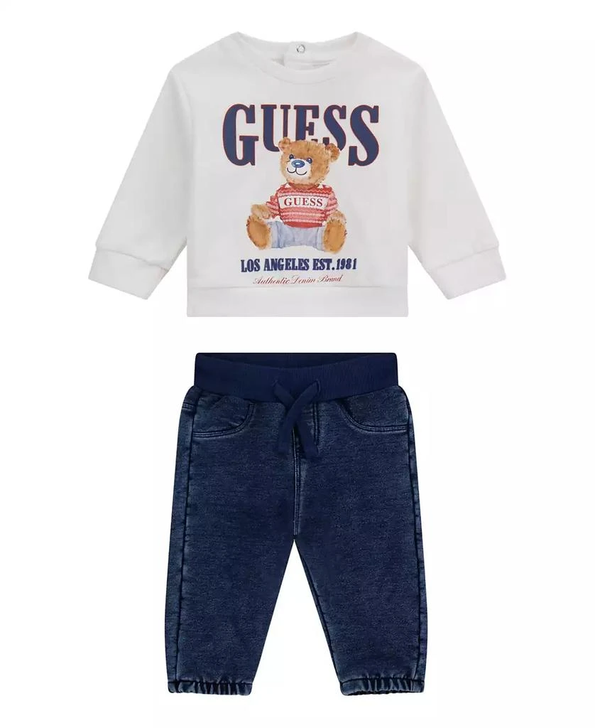 GUESS Baby Boys 2-Piece Active Top and Knit Denim Pant Set 2
