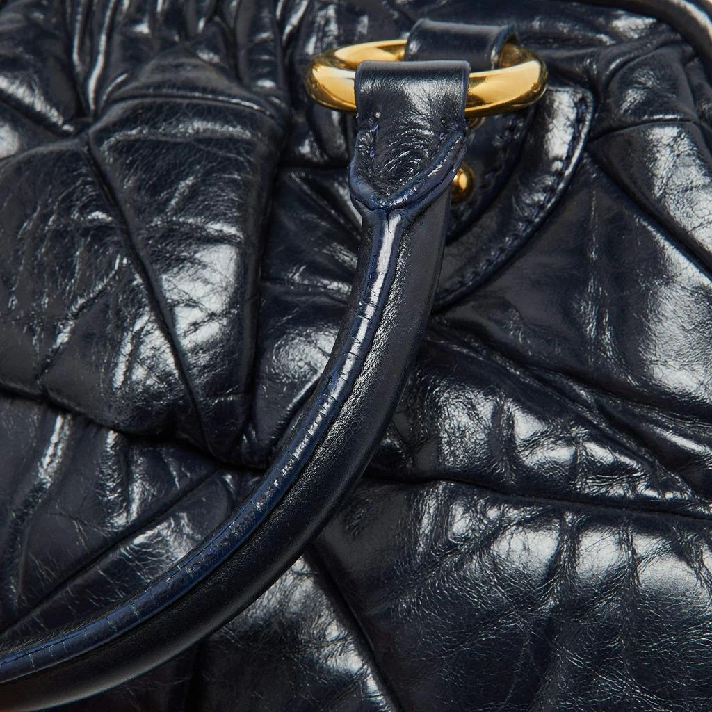 Marc Jacobs Marc Jacobs Navy Blue Quilted Leather Stam Satchel 7