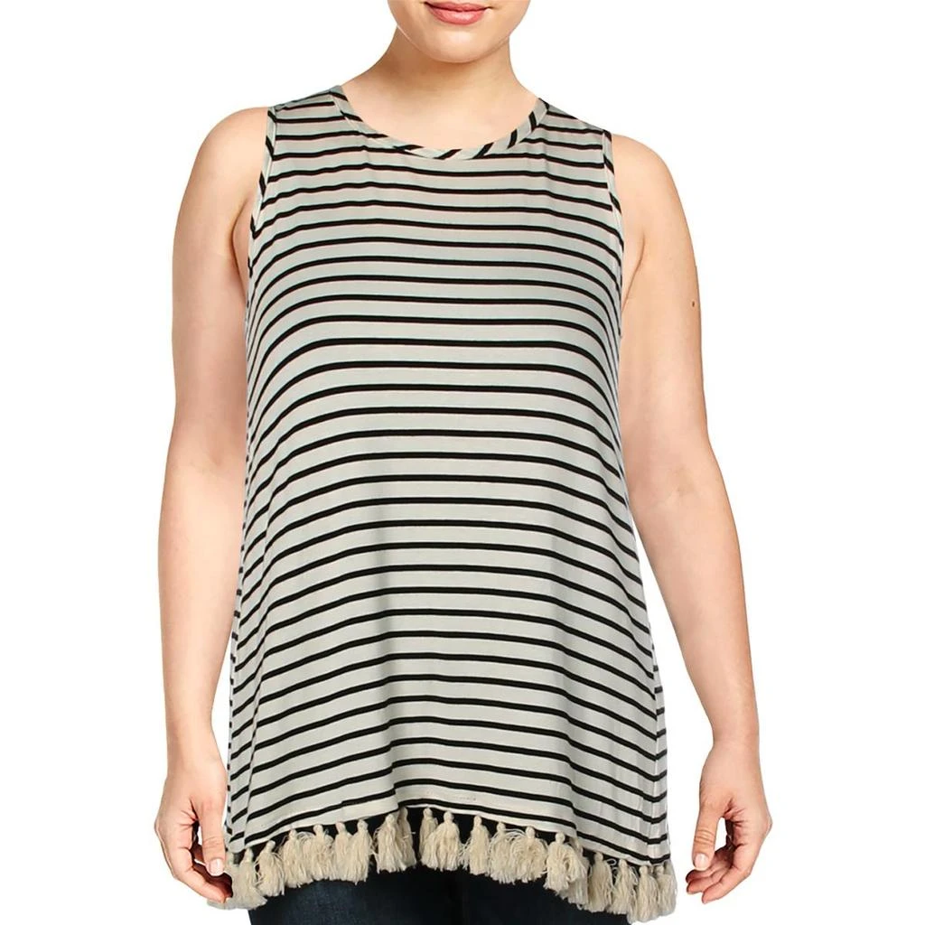 Kim & Cami Womens Striped Tassel-Hem Tank Top 3