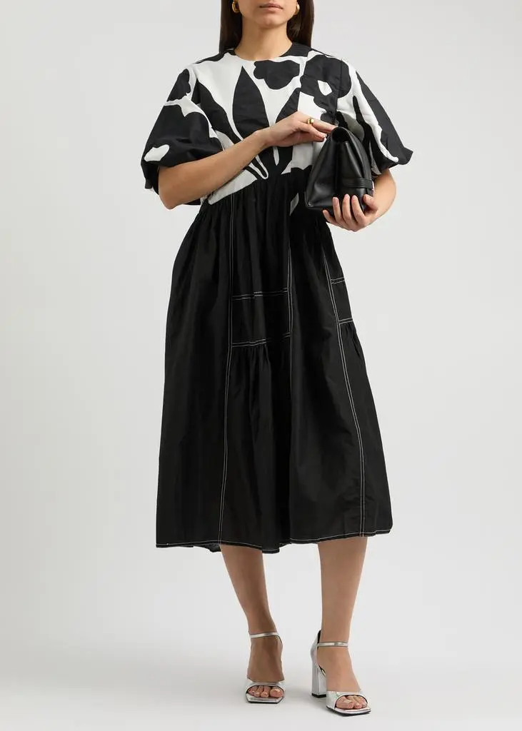 LOVEBIRDS Printed silk midi dress 4