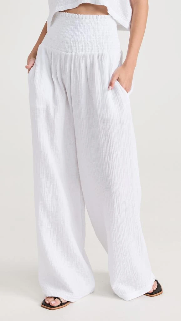 MONROW Gauze Smocked Flare Pants 6