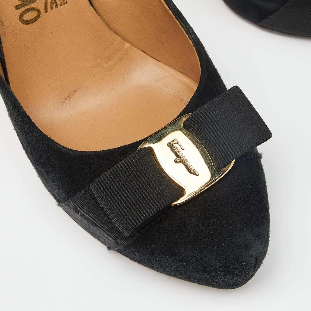 Salvatore Ferragamo Salvatore Ferragamo Black Suede Carla Vara Bow Pumps Size 38 7