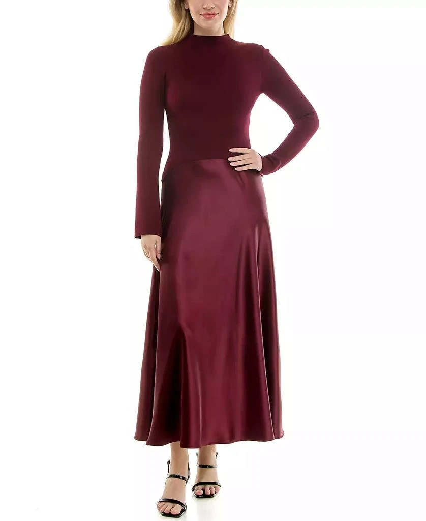 navy blue dress for baby girl Women's Satin Twofer A-Line Sweater Dress – On Sale Now with Up to 61% Off