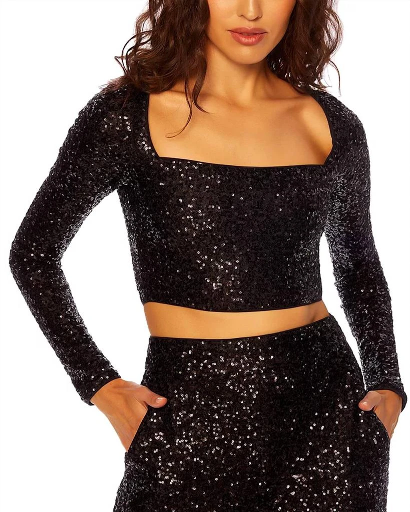 Susana Monaco Sequin Square Top In Black 1