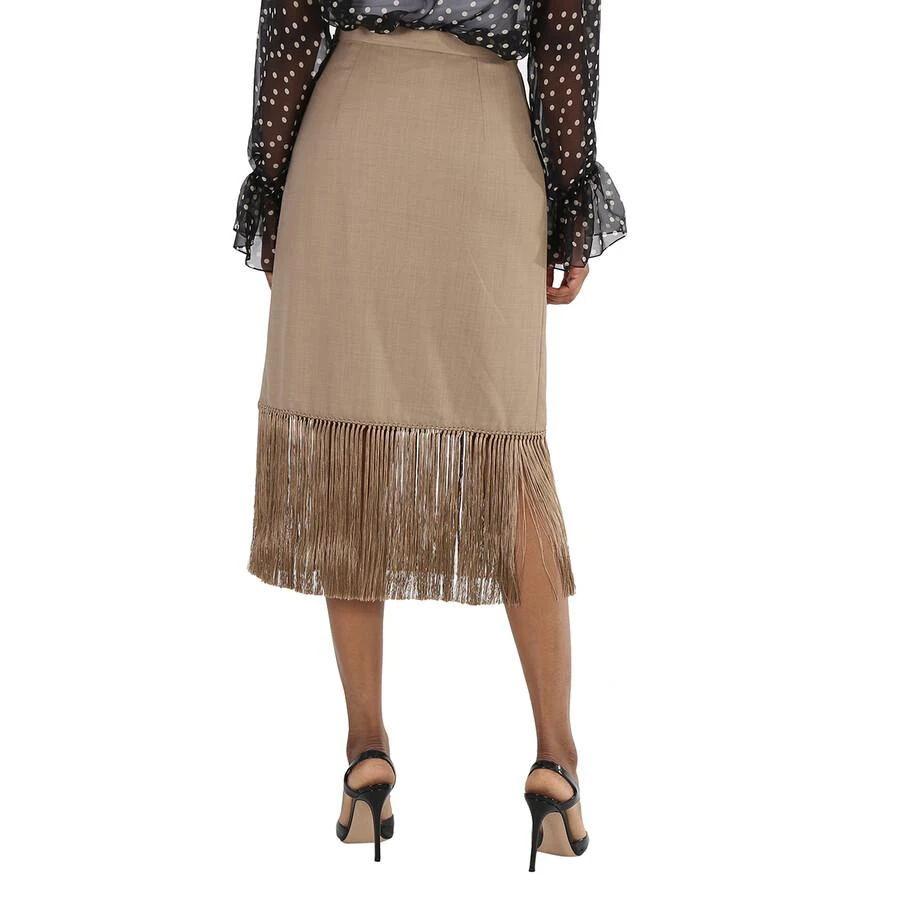 Burberry Ladies Pecan Melange High-waist Fring-hem Wool And Cashmere Skirt 3