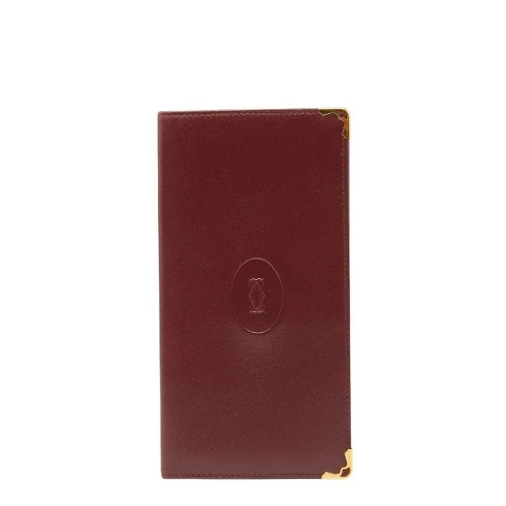 Cartier Cartier Wine Leather Long Bill Wallet (Bi-Fold) (Pre-Owned)