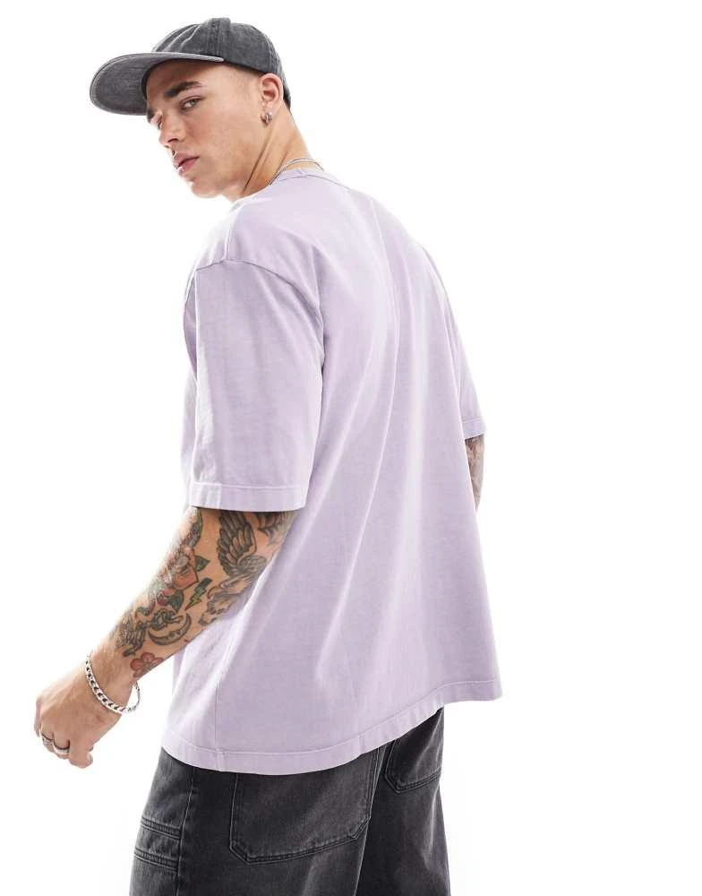 ASOS ASOS DESIGN oversized t-shirt in heavyweight 220gsm washed lavender with Brooklyn chest print 2