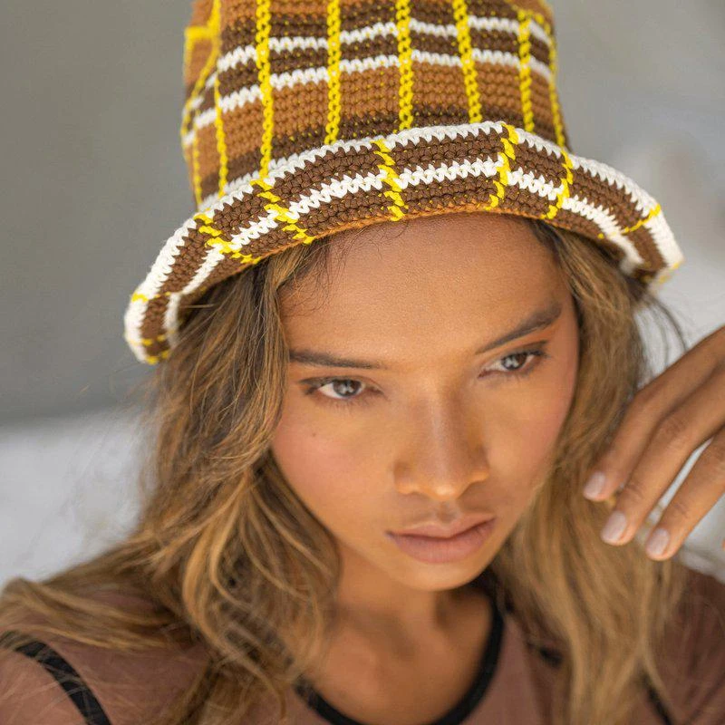 BRUNNA CO Island Tanning Plaid Crochet Hat SMALL (21.5") 1