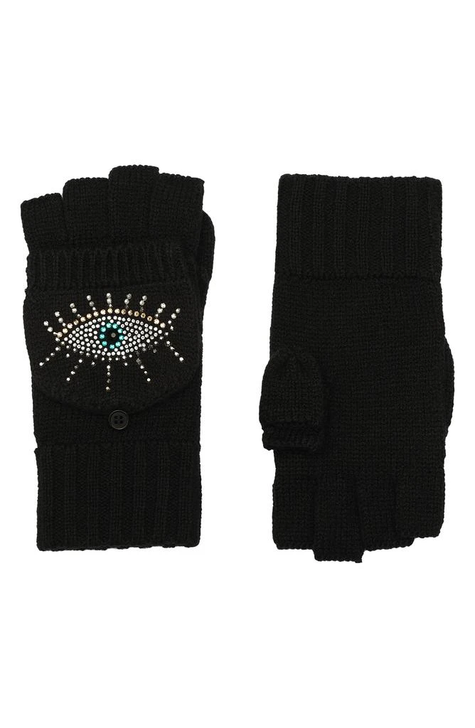 Kurt Geiger Evil Eye Convertible Crystal Embellished Mittens