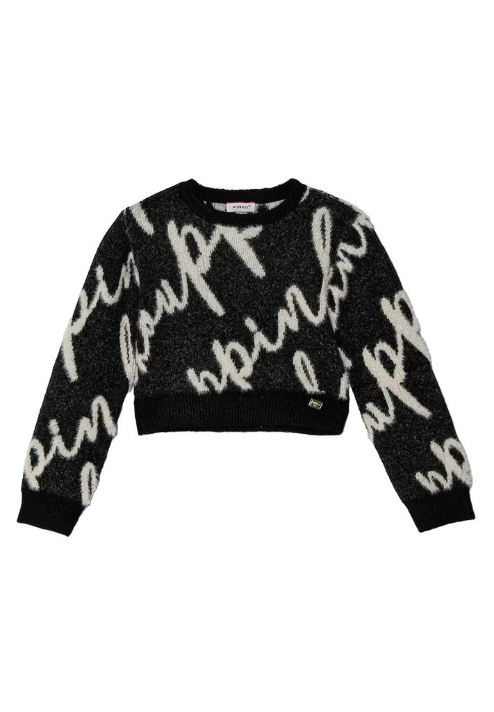 Shop Pinko Kids Crewneck Logo-Jacquard Jumper on Sale at