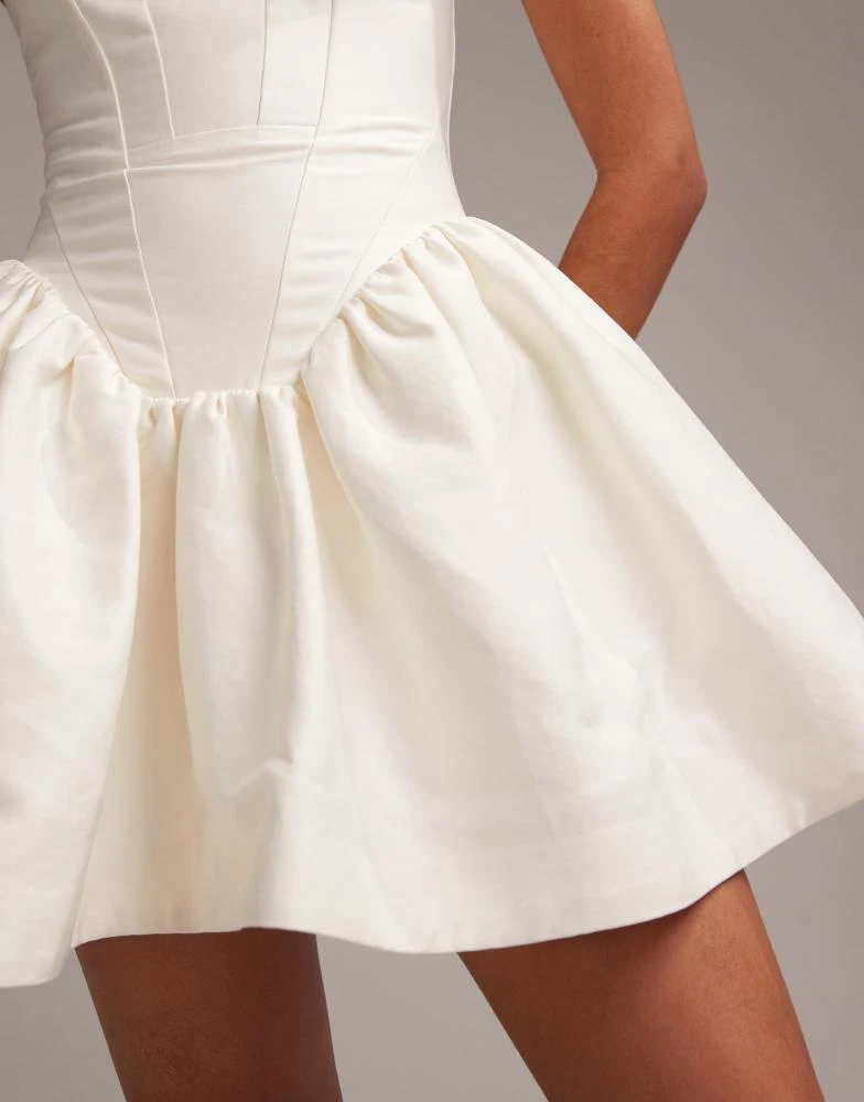 ASOS ASOS DESIGN square neck structured mini dress with full skirt in ivory 4