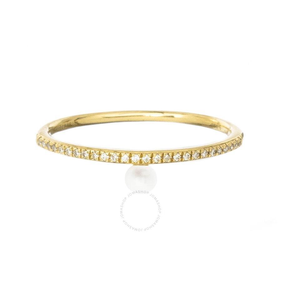 Persée Paris Aphrodite Hanging 18K Gold Ring w. Diamonds & Pearl