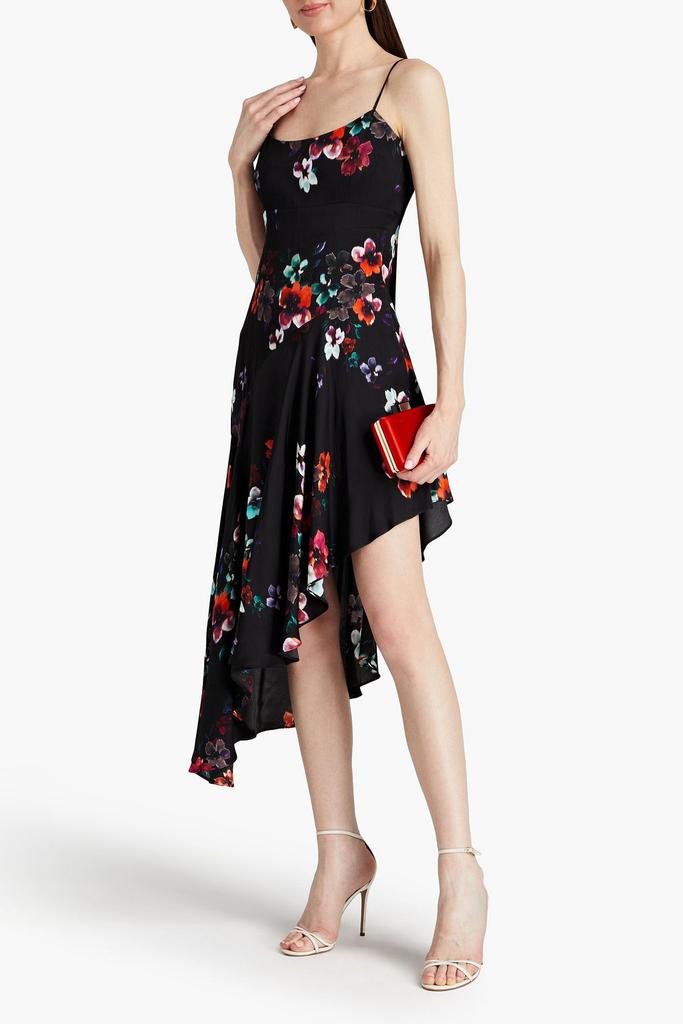 NICHOLAS Asymmetric floral-print sateen dress