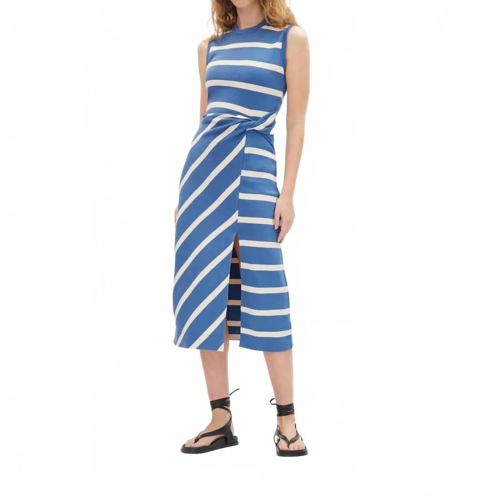 Tanya Taylor Sleeveless Striped Cody Dress In French Blue 1