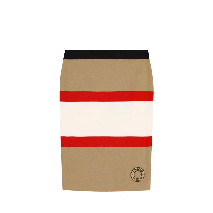 Burberry Logo Patch Color-Block Stripe Skirt 1