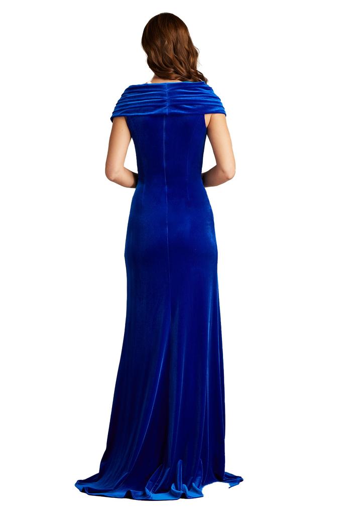 Tadashi Shoji Alvarez Velvet Waterfall Drape Gown