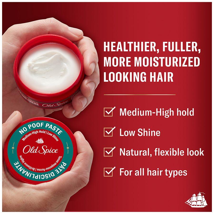Old Spice No-Poof Hair Styling Paste for Men, Medium-High Hold with Low Shine Coconut & Tropical Wood