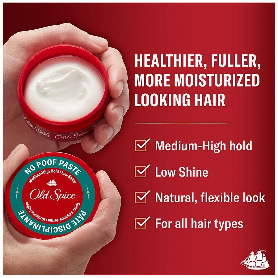 Old Spice No-Poof Hair Styling Paste for Men, Medium-High Hold with Low Shine Coconut & Tropical Wood 2