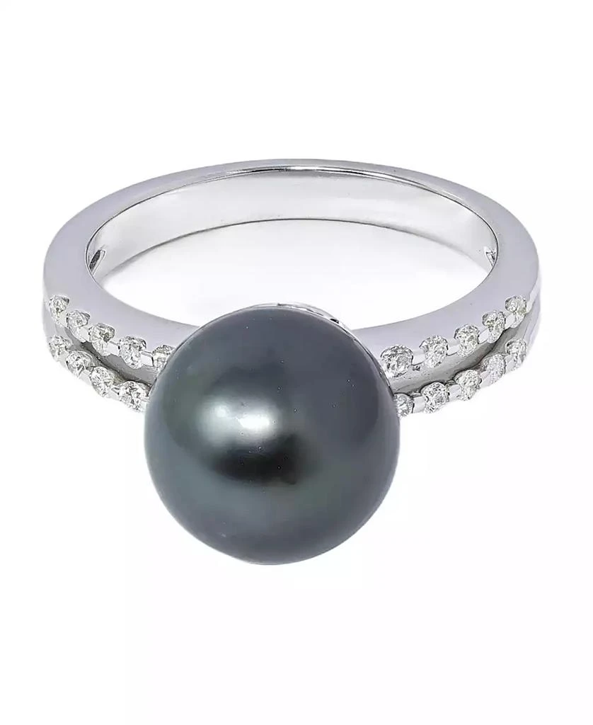 Macy
s Tahitian Cultivated Pearl (10mm) and Diamond (1/4 ct. t.w.) Ring in 14k White Gold 3