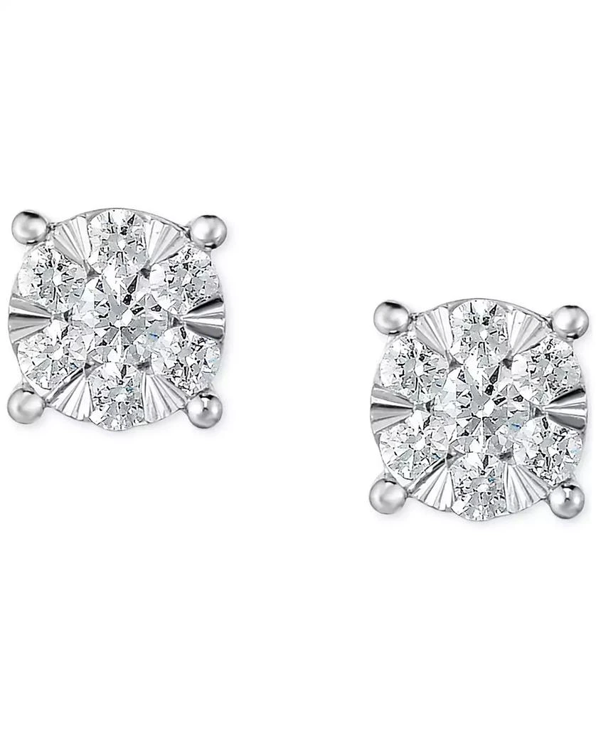 TruMiracle Diamond Cluster Stud Earrings (1/2 ct. t.w.) in 14k White Gold 3