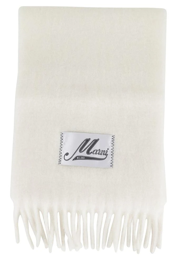 Marni Fringed White Alpaca Scarf