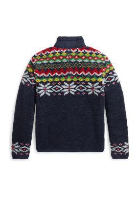 Ralph Lauren Lauren Childrenswear Boys 8 20 Fair Isle Teddy Fleece Jacket 2
