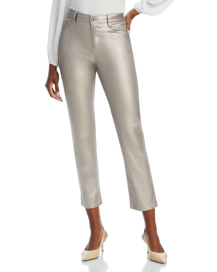 Bella Dahl Lennon High Rise Straight Jeans in Silver Metallic 1