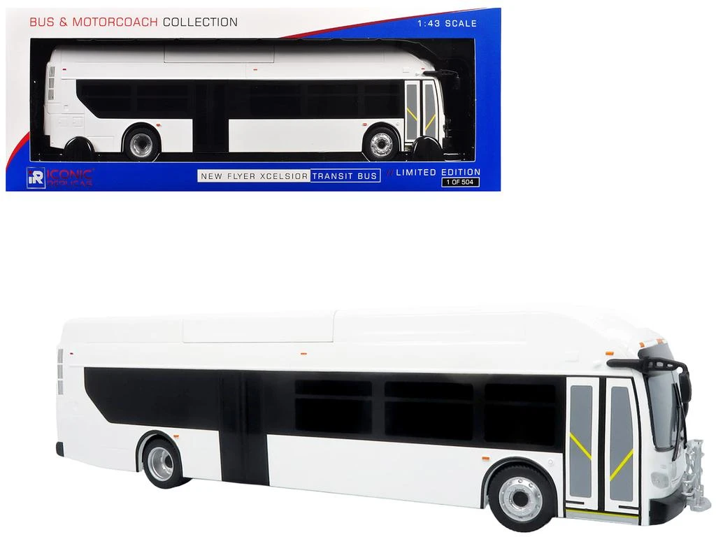Iconic Replicas New Flyer Xcelsior Transit Bus Blank White "Bus 
Motorcoach Collection" Limited Edition 504 Pieces 1/43