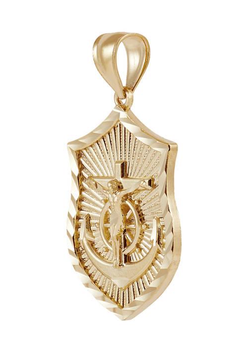 Belk & Co. Co. Shield With Center Anchor Pendant In 10K Yellow Gold