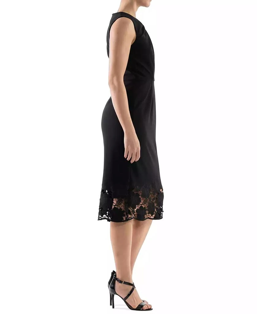 Donna Ricco Donna Rico Women's Asymmetric Twist-Neck Lacy-Hem Dress 2
