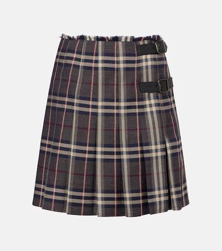 Checked wool miniskirt