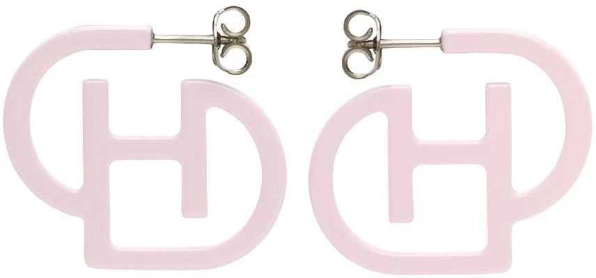 D'heygere Pink Logo Hoop Earrings 1