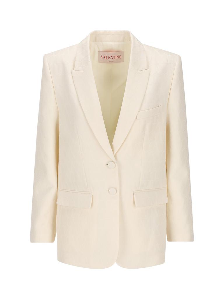 Valentino Single-breasted navy wool crop jacket - Jackets