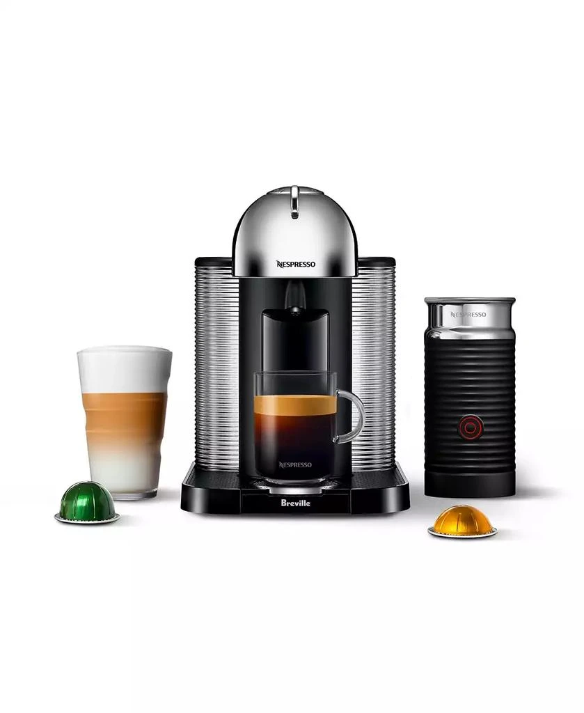 Nespresso Vertuo Coffee and Espresso Machine by Breville, Chrome with Aeroccino Milk Frother 1