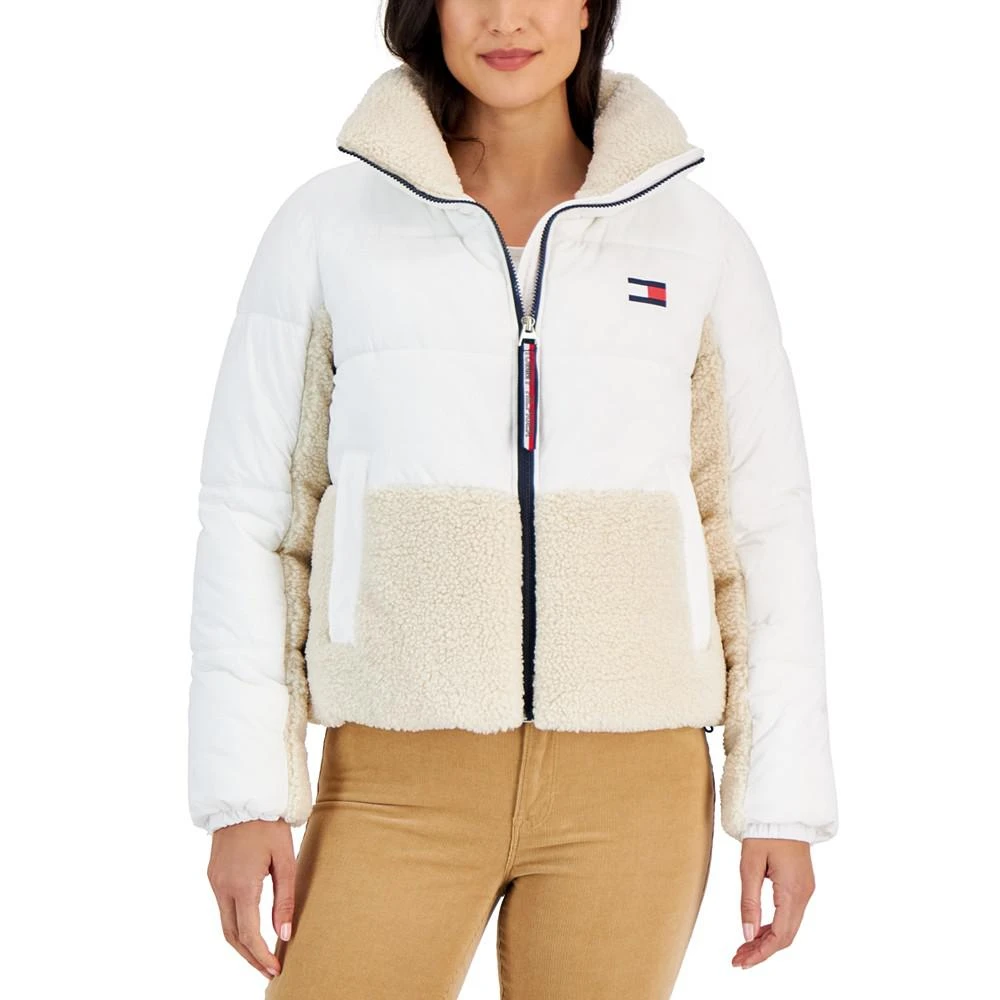 Tommy Hilfiger Women's Colorblocked Mixed-Media Puffer Jacket 1