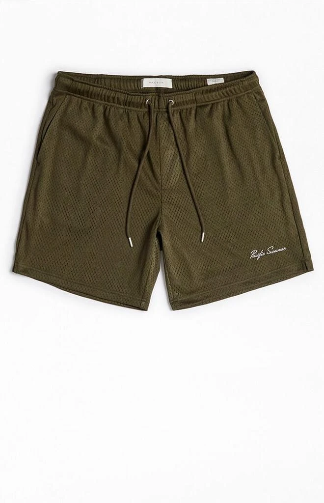 PacSun Olive Pacific Sunwear Aaron Mesh Volley Shorts 1