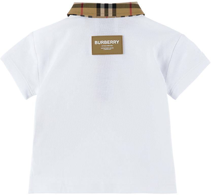 Burberry Baby White Vintage Check Trim Polo