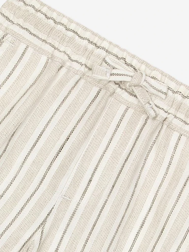 Dolce & Gabbana Dolce & Gabbana Baby Boys Striped Linen Shorts in Ivory 3